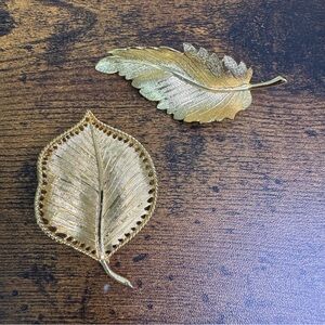 Vintage Gold Leaf Textured Brooch Pin Bundle